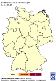 Bodenfrost unter Winterungen, Vorhersage heute + 4 Tage Bodenfrost unter Winterungen, Vorhersage heute + 4 Tage