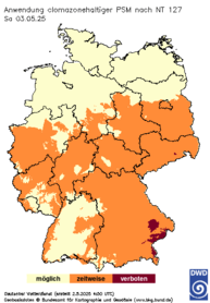 Clomazonehaltige PSM, Vorhersage heute + 1 Tag