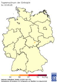 Enthalpie, Vorhersage heute + 1 Tag