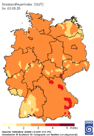 aktueller Grasland-Feuerindex, heute + 1 Tag