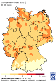 aktueller Grasland-Feuerindex, heute + 4 Tage
