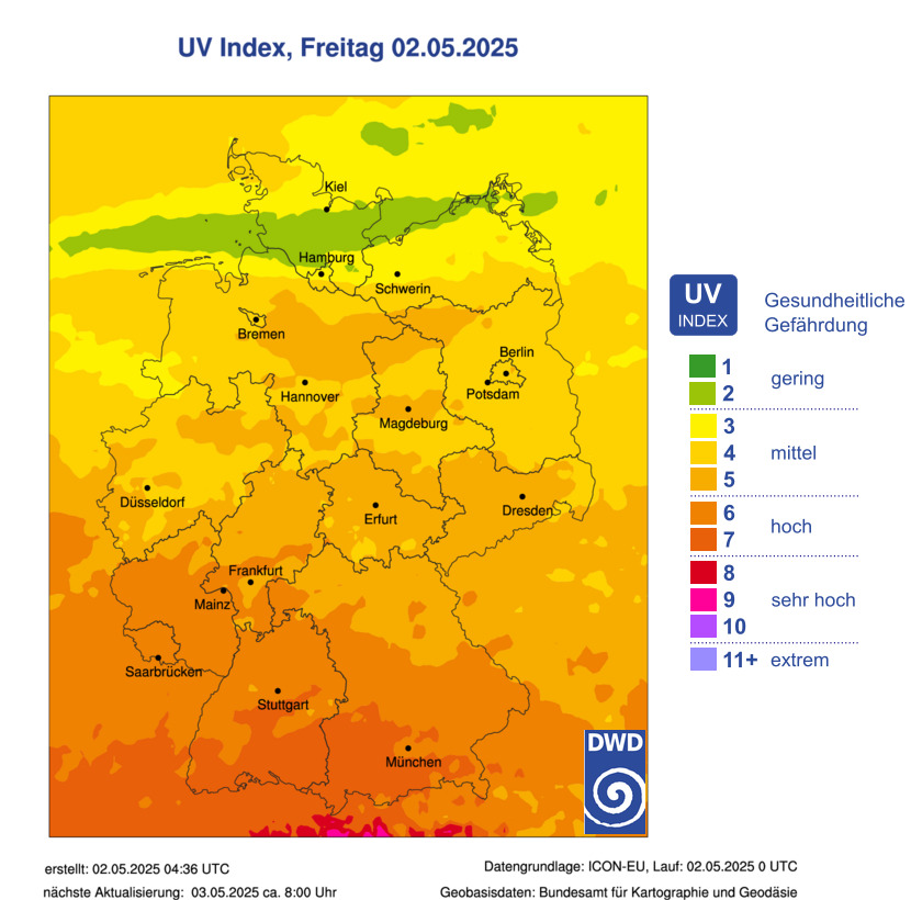 UV-Gefahrenindex - Vorhersage