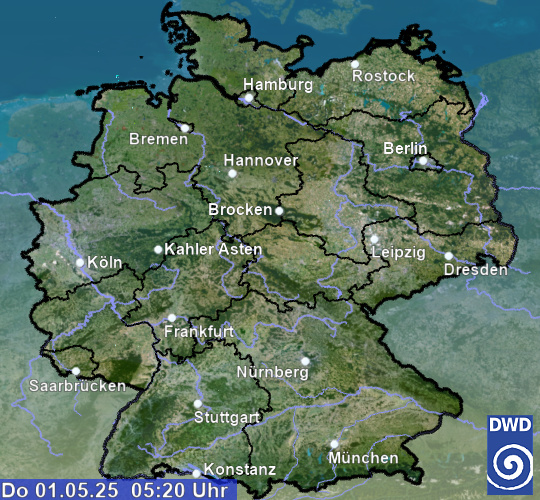 Radarbild Deutschland - Darstellung der Niederschlagsverteilung