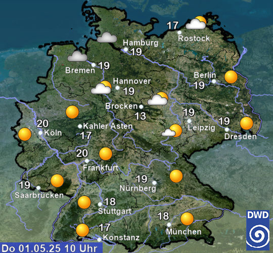 aktuelles Wetter und aktuelle Temperatur in Deutschland