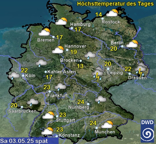 Vorhersage für morgen spät mit Tiefsttemperatur und Wetter Vorhersage für morgen spät mit Tiefsttemperatur und Wetter